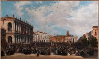 Folla acclamante il re Vittorio Emanuele II in Piazza dell'Isola (Orsola Faccioli Licata, 1866) - sala III