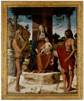 Bartolomeo Montagna "La Madonna con il Bambino sotto un pergolato tra i santi Giovanni Battista ed Onofrio"