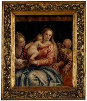 Paolo Caliari, detto Veronese "Madonna con il Bambino, una santa martire e Pietro"